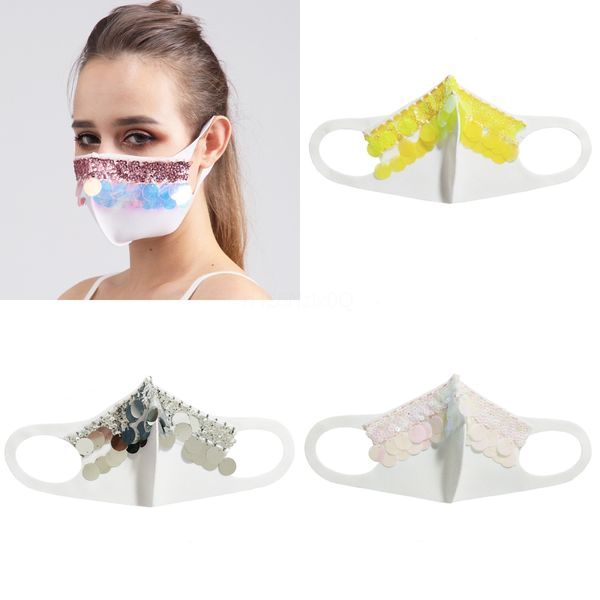 

sequin mask fashion bling bling protective face masks washableanti dust mask glitter bling party masquerade masks#185, Black