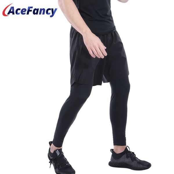 

running pants men shorts and leggings 2in1 sportswear sports gym fitness sport traning sportwear for 71604, Black;blue