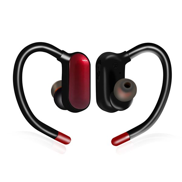 

yulass headset wireless red waterproof fashion mini ear hook men women phone bluetooth headphones for