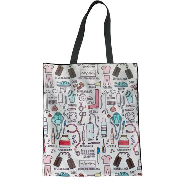 

thikin экологичные холст хозяйственная сумка повседневная многоразовый сложенные сумка женская женщины nurse печати белье laige tote сумки 2