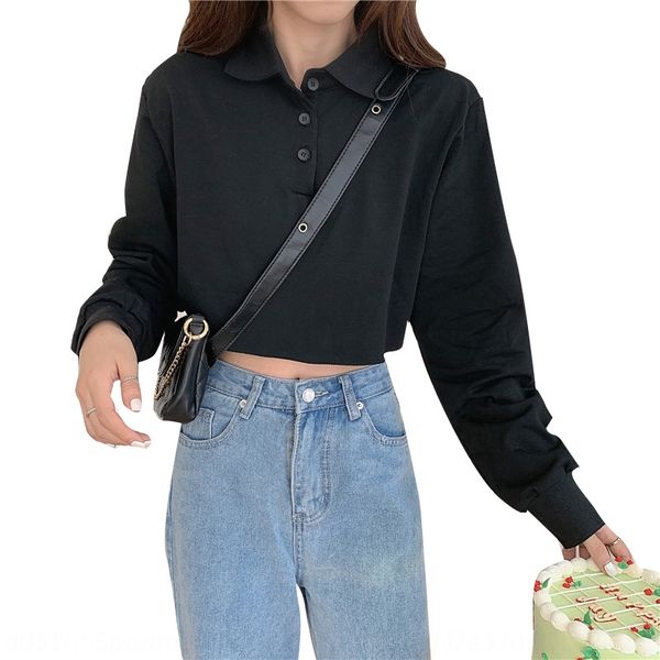 

thin summer 2020 long sleeve korean clothing women's student collar txusm 6ciky short polo sweatersweater sweater navel women's cn