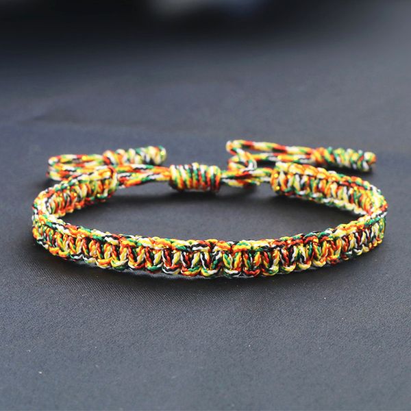 

adjustable woven bracelet tibetan buddhist lucky charms women men handmade rope knots amulet bracelets&bangles for friends, Golden;silver