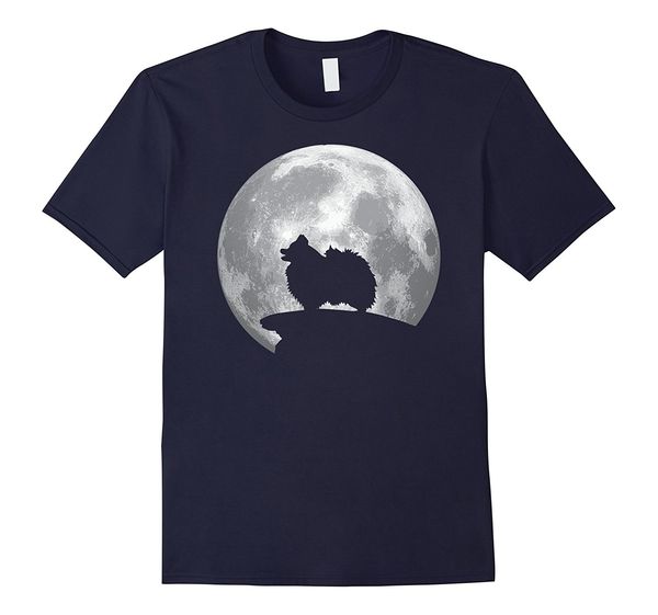 

men tees fashion o-neck casual pomeranian and moon t-shirt pomeranian dog costume casual t shirt