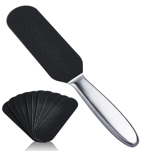 

stainless steel double side foot file 10pcs sanding papers rasping callus dead skin remover pedicure feet care tool 21*3.5cm 0175