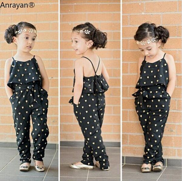 

2020 fashion summer kids girls clothing sets cotton sleeveless polka dot strap jumpsuit clothes outfits children overalls, White