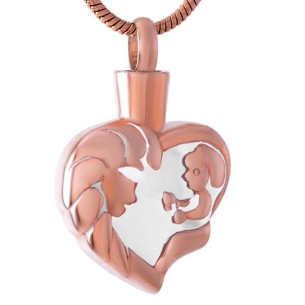 

chains ijd9463 mom and baby love stainless steel cremation for ashes urn keepsake necklace memorial pendant jewelry, Silver