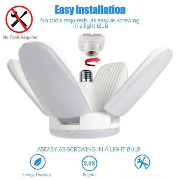 

60w garage led lamp folding light four-leaf light ac90v-265v folding led e27 garage lamp work lights home lamp