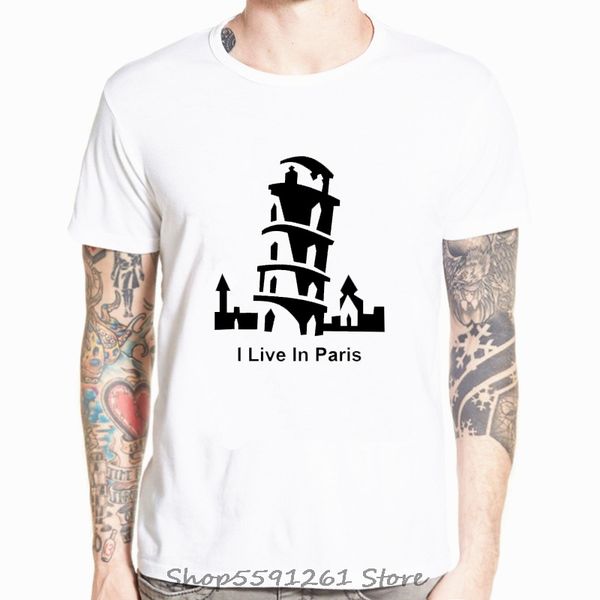 

i live in paris t shirt eiffel tower funny design fashion tshirt homme modal soft hipster camiseta streetwear tees