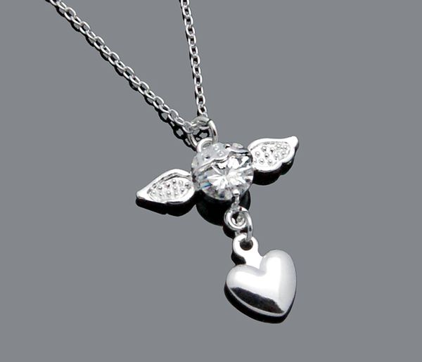 

new women silver color decoration necklace popular silver plated jewelry fashion zircon heart pendant necklace birthday gift