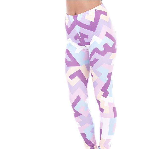 

новая весна женщины legins геометрические фигуры розовый печать legging элегантная мода высокая талия женщины поножи, Black