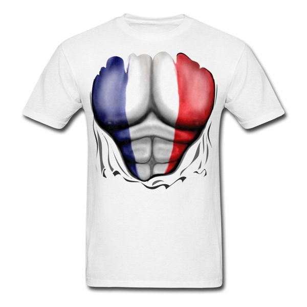 

france flag ripped muscles men's t-shirt new fashion mens short sleeve t shirt cotton t shirts round neck t-shirt