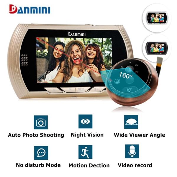 

yb-43ahd-m 4.3"hd color screen smart doorbell viewer digital door peephole viewer camera door eye video record ir night vision