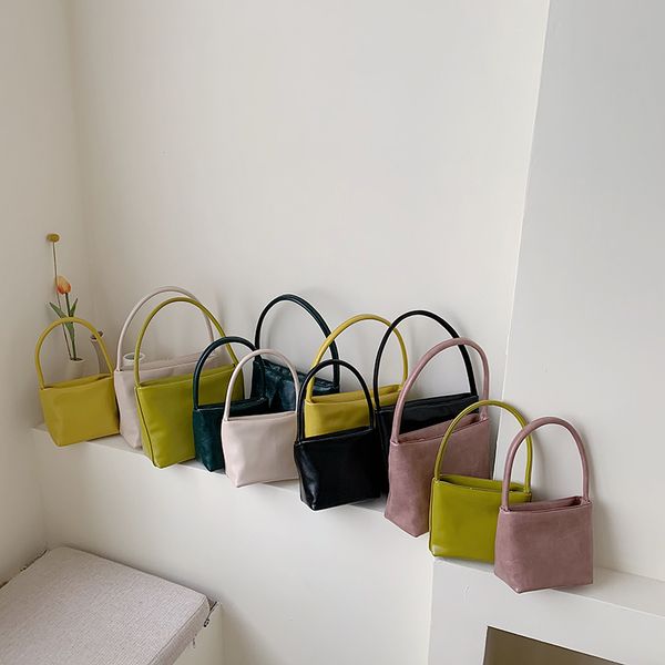 

fantasy new style simple pu leather handbags for women 6 solid color wild good quality underarm bag trendy vintage ins sale
