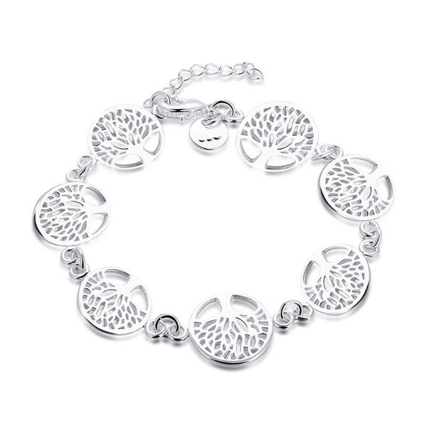 

summer style round tree bracelet for women 2020 new design 925 jewelry silver plated tree of life bracelets bangles party jewelr, Golden;silver