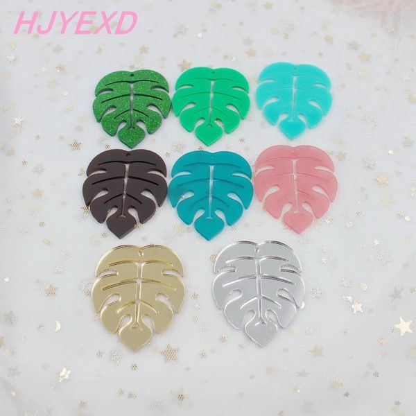 

55mm acrylic monstera earrings charms mapink fog green fog brown green glitter monstera laser cut 2.2" -ac1464, Silver