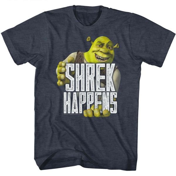 

shrek men's short sleeve t-shirt navy heather happens harajuku tee shirt