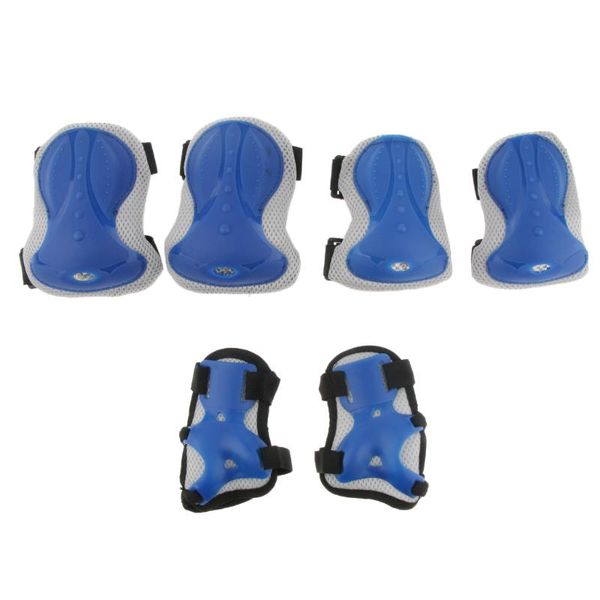 

6 pcs roller skating adjustable knee wrist guard elbow pad safety protect gear, Black;gray