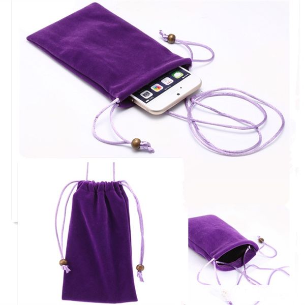 

phone velvet pouch cloth sleeve lint bag pouch soft double pouch bag velvet phone case buckle protection bead bag for cell phone accessories