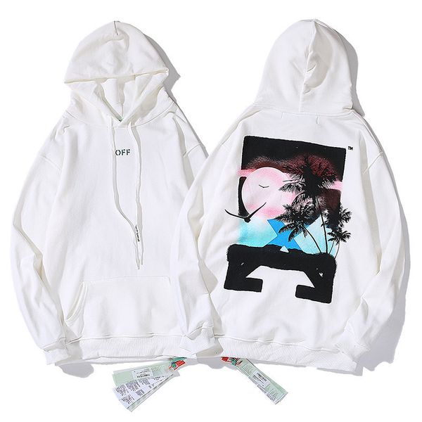 

new men hoodies fashion off-ow coconut printing hooded sweater long sleeve pullover autumn winter mens and womens designer hoodies, Black