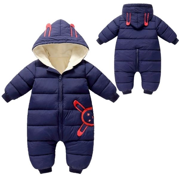 

2020 overalls winter jumpsuit baby newborn plus velvet snowsuit snow wear coat boy warm romper down cotton girl clothes bodysuit y200901, Blue;gray