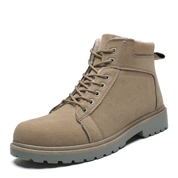 

england style men's fashion winter boots soft leather warm cotton shoes lace-up platform ankle snow boot chaussure homme zapatos, Black