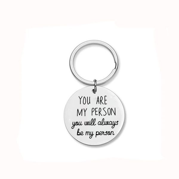 

keychain man key chain letter women keyring couples party key ring pendant you are my person alloy chain for pants porte clef, Silver