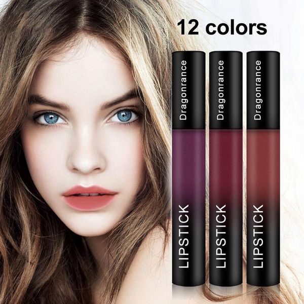 

12 colors waterproof liquid matte lipstick long-lasting red black lip gloss makeup stick nude beauty lip tint korea cosmetics