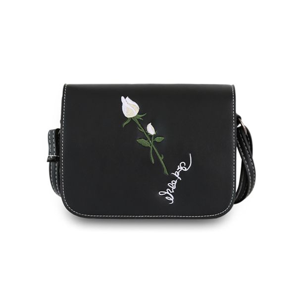 

2020 new summer bag women's solid color soft face rose embroidered shoulder messenger magnetic buckle small square bag