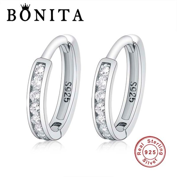 

hoop & huggie earrings authentic 925 sterling silver circle with clear zircon for women girl statement jewelry simples brincos, Golden;silver