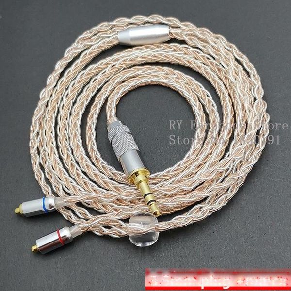 

portable audio video earphone accessories ry-c5 1.2m diy replacement mmcx cable 3.5mm silver plated upgraded 8 core wire cable for repair