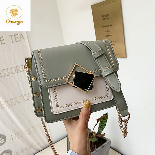 

oswego leather crossbody bags for women 2019 new tide fashion shoulder bag green summer travel handbag wild chain messenger bag
