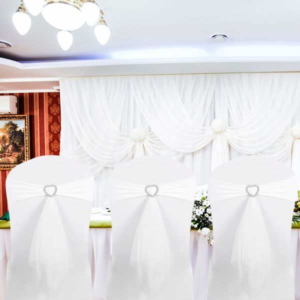 

20pcs wedding chair sashes elastic elastic chair covers bands sash spandex organza sash covers wedding banquet decoration