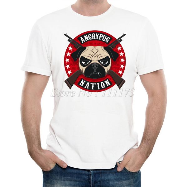 

новые поступления 2019 мужская летняя мода angry мопс printed t shirt прохладный tops высокого качества вскользь tee