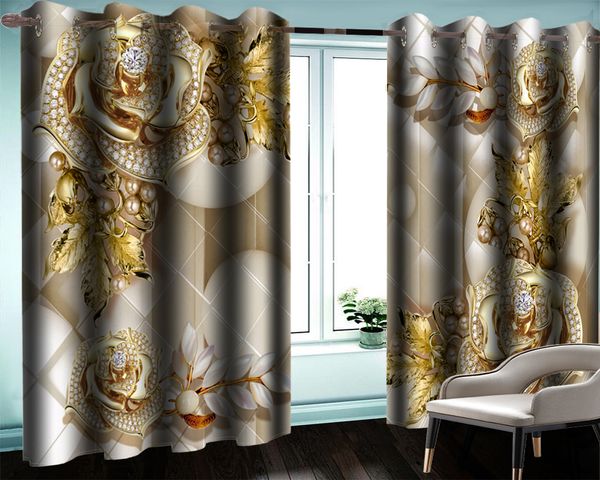

3d modern floral curtain window luxurious diamond flowers smooth pearls fine floral modern decoration 3d curtains