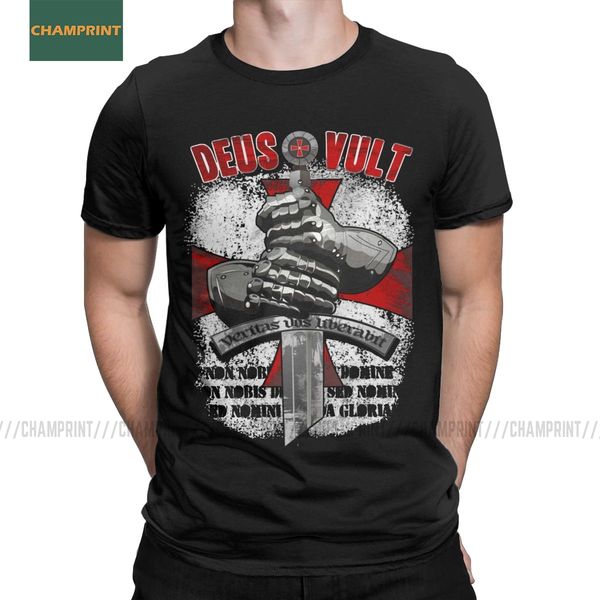 

deus vult templar sword cross knight templar t shirt men cotton t-shirts crusader sword soldiers tees short sleeve plus size