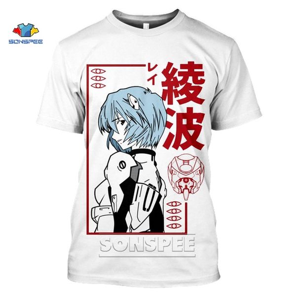 

evangelion genesis asuka anime white aesthetic 3d print shirts graphic anime kawaii men clothing