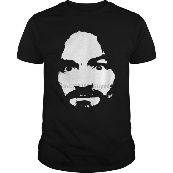 

men short sleeve tshirt manson charles manson portrait stencil music guitar black cool women t-shirt