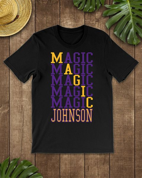 

magic johnson word art t-shirt short sleeve black-navy men-women-youth casual print fashion tee shirt