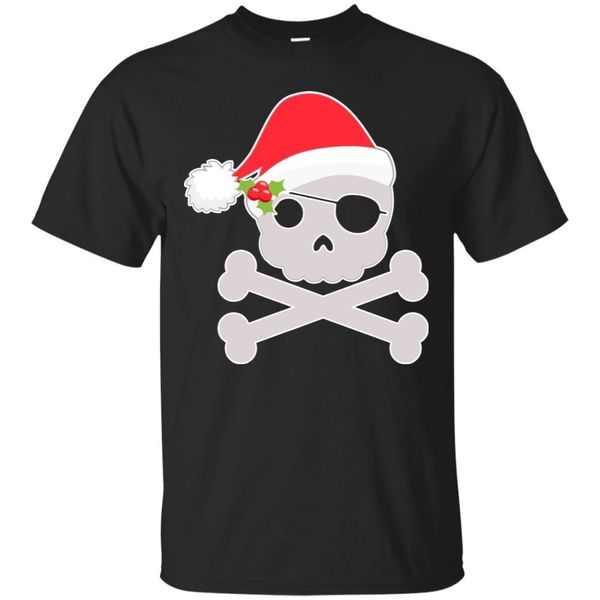 

christmas t-shirt santa pirate funny christmas gift for men's tee black cartoon t shirt men new fashion tshirt