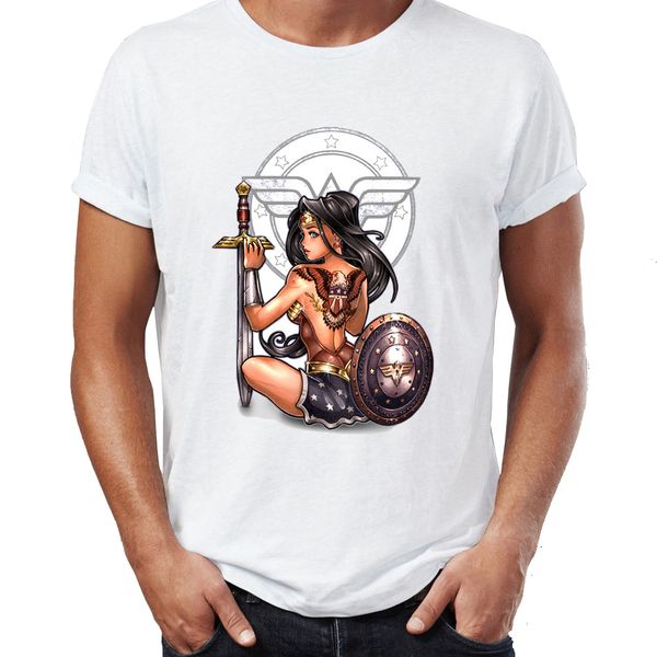 

men's t shirt wonder woman and her sword comic badass awesome tee