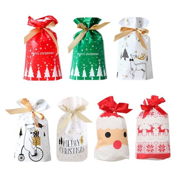 

santa gift bag candy bag snowflake crisp drawstring merry christmas decorations for home new year 2021 presents