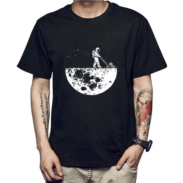 

highquality 100%cotton lunar cleaner printing street style casual short sleeve men t shirt cool loose o-neck tshirt male t-shirt