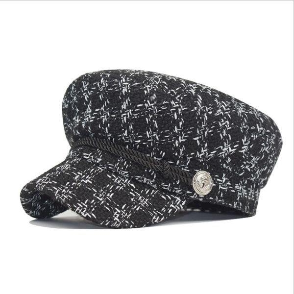 

berets wzcx fashion stripe vintage women hat autumn winter flat casual wool korean version beret peaked cap, Blue;gray