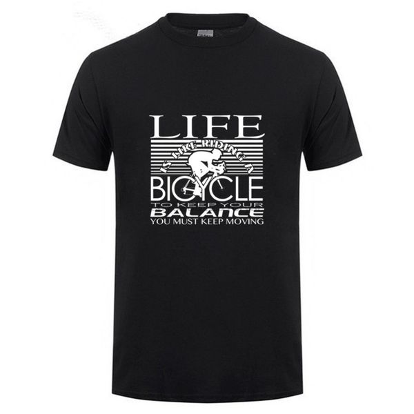 

2018 new design life bicycle balance t-shirt anime black crewneck short sleeve men tee shirts color diversified couple t-shirts