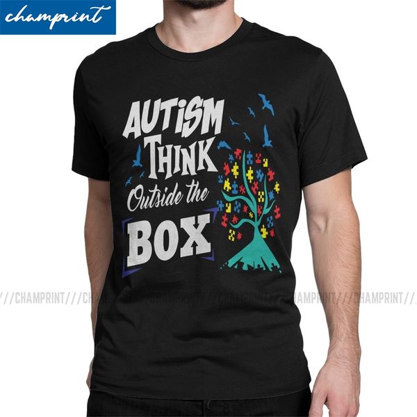 

2020 fashion autism think outside support awareness gift t-shirt men t shirt autismo autistic tee shirt gift idea clothing