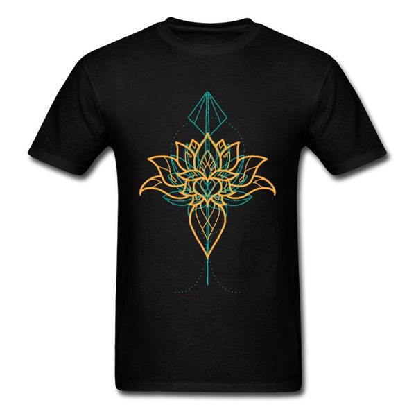 

inner peace t shirts hinduism men t-shirt buddhism lotus tshirt printed black clothes geometric tees cotton fabric