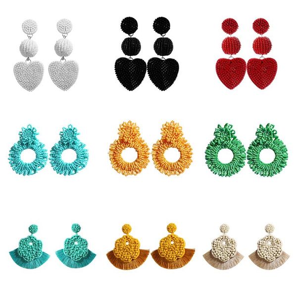 

2020 new bohemia handmade fringed tassels earrings for women boho ethnic beaded big heart dangle earring wedding jewelry gifts, Silver