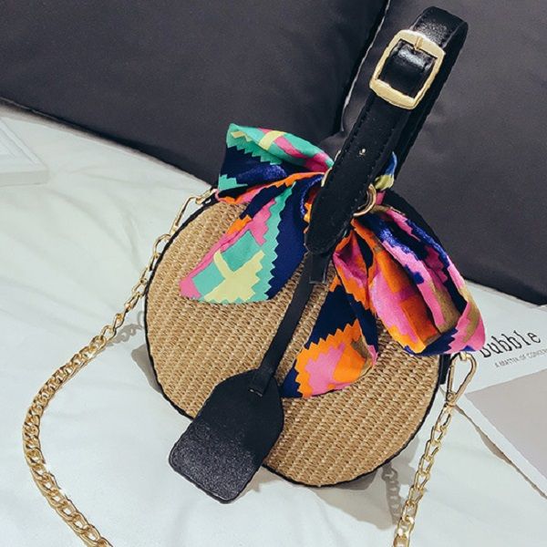 

europe and america circular weave portable handbag fashion straw bags simplicity one shoulder straddle crossbody womens bag