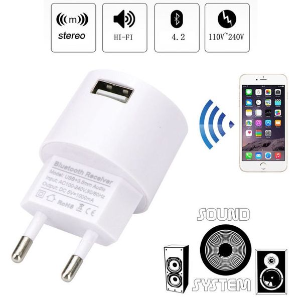 

wireless bluetooth receiver 3.5mm aux audio stereo adapter eu/us usb charger for speaker smart phone tablet pc car