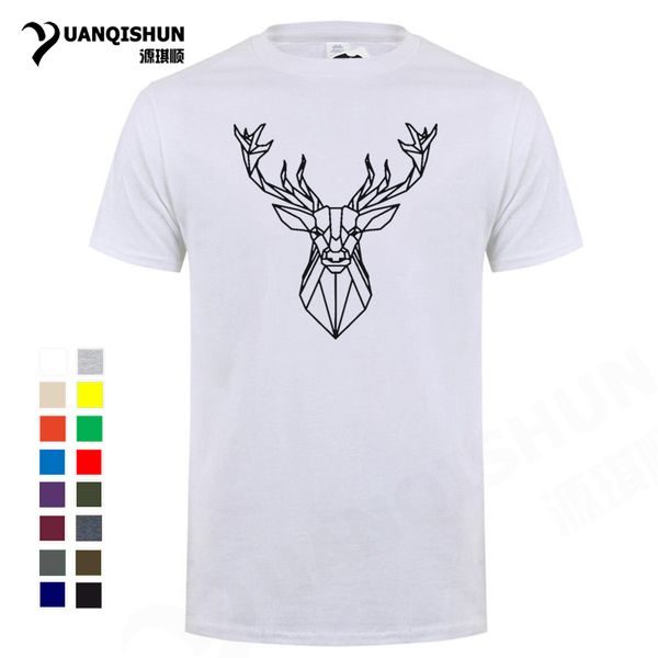 

cartoon geometric deer printed t-shirt 2018 new cute animal deer head tshirt cotton t shirts xs-3xl 17 colors tees
